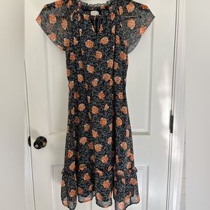 LOFT outlet black and peach floral dress